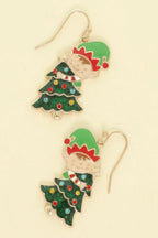 Christmas Tree With Elf Enamel Earrings | Mixtshop LLC