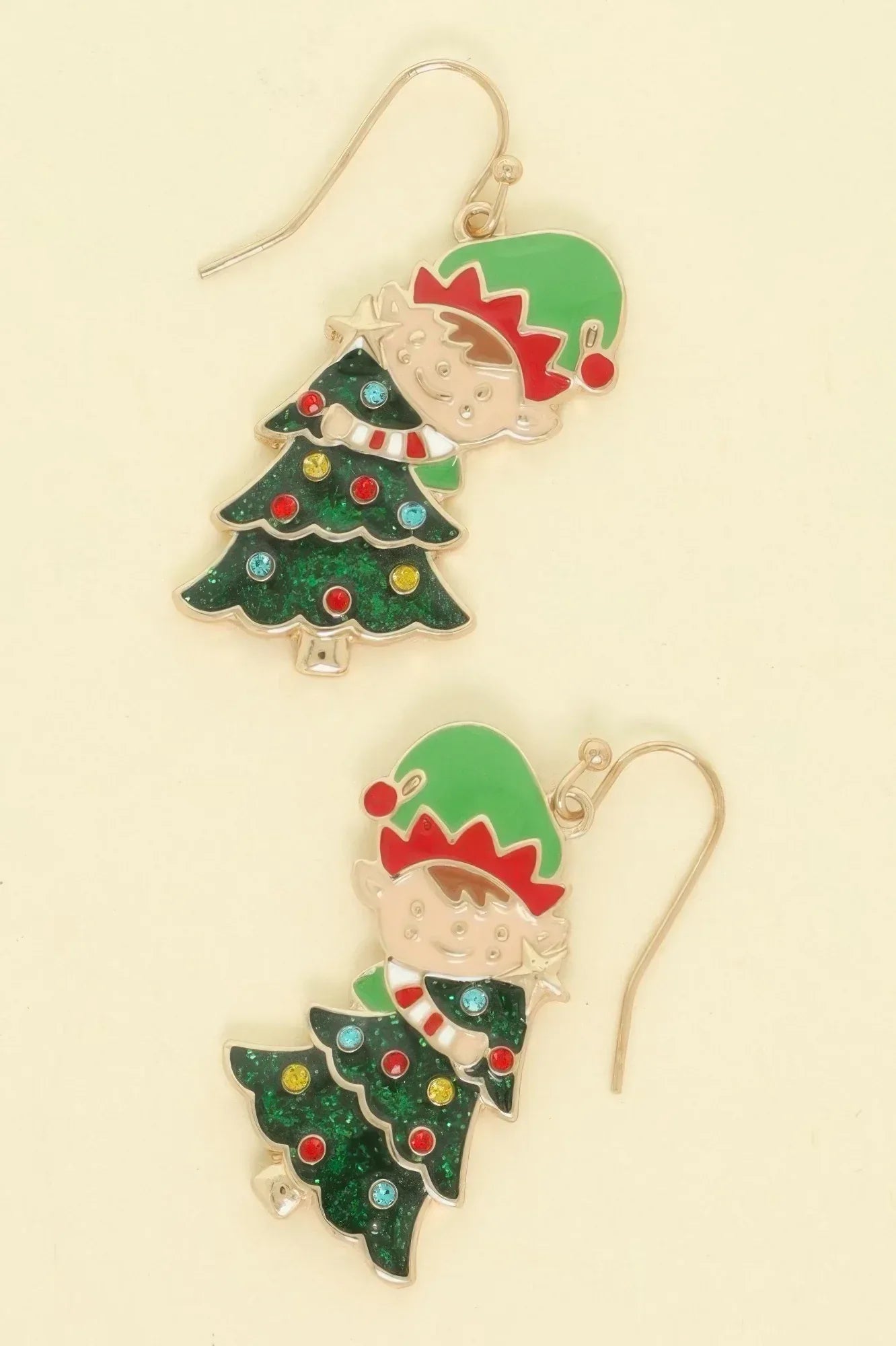 Christmas Tree With Elf Enamel Earrings | Mixtshop LLC