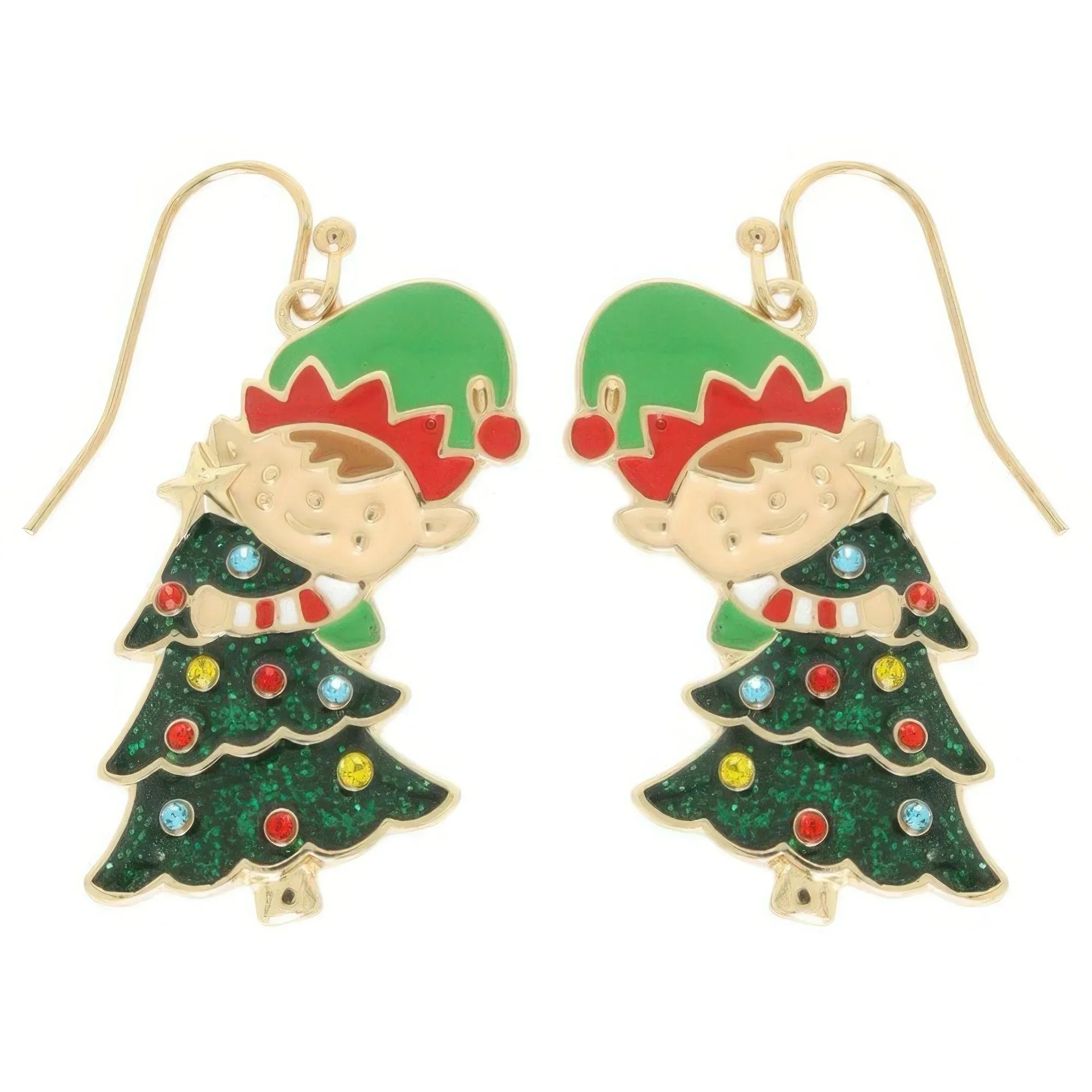 Christmas Tree With Elf Enamel Earrings Secondary image