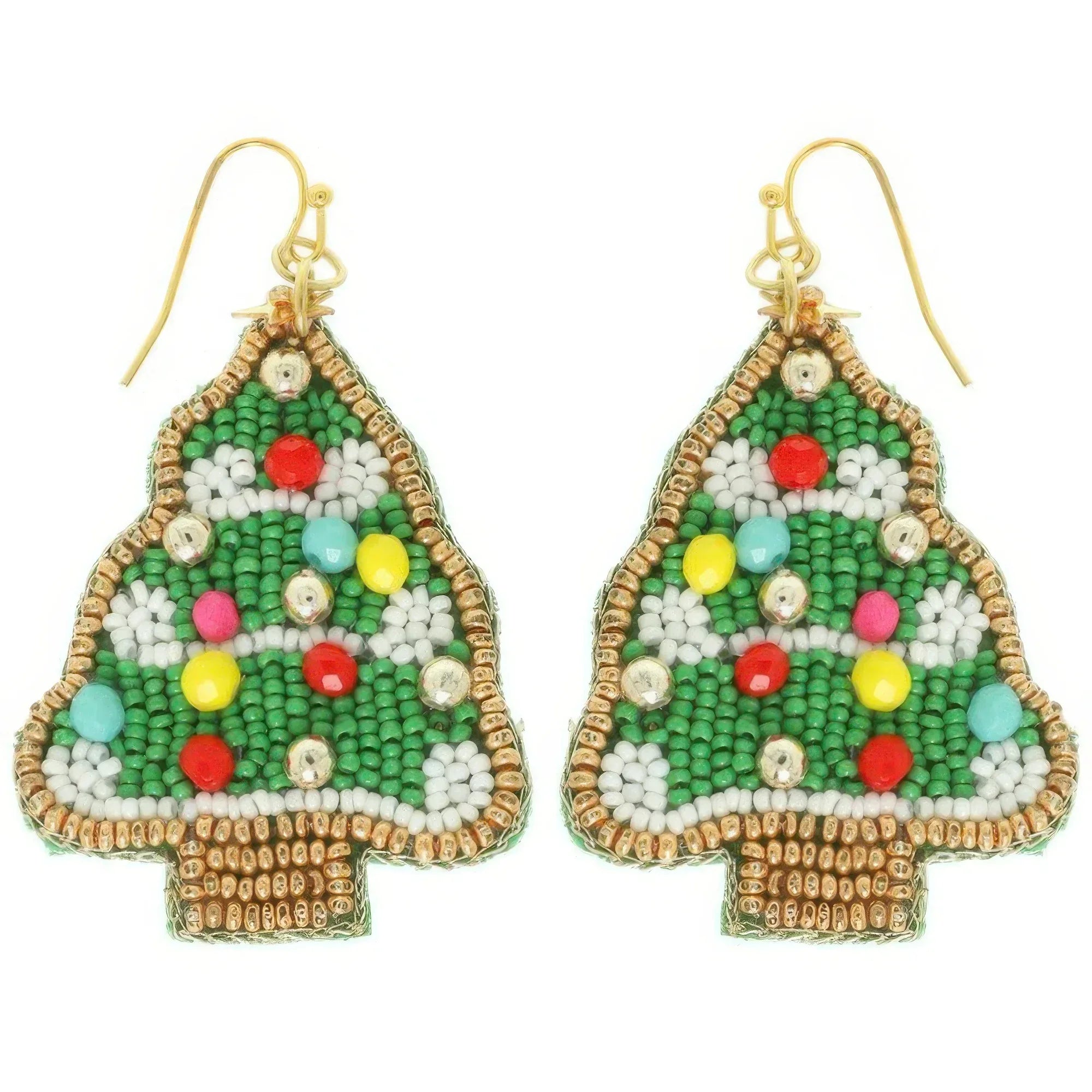 Christmas Tree Beaded Earrings Secondary image