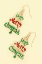 Christmas Tree Theme Wording Earrings | Mixtshop LLC