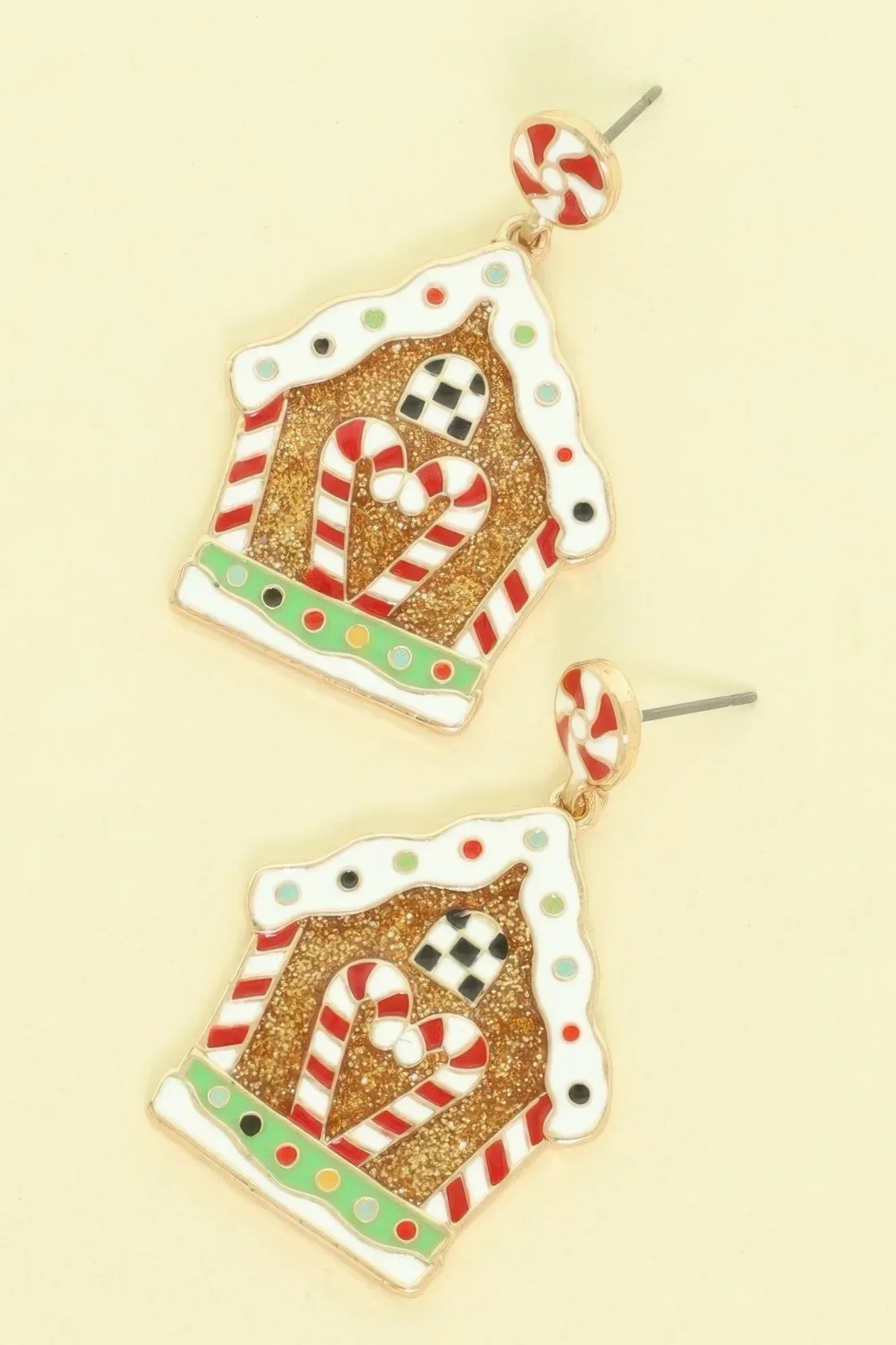 Christmas Enamel Gingerbread House Earrings | Mixtshop LLC