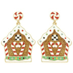 Christmas Enamel Gingerbread House Earrings | Mixtshop LLC