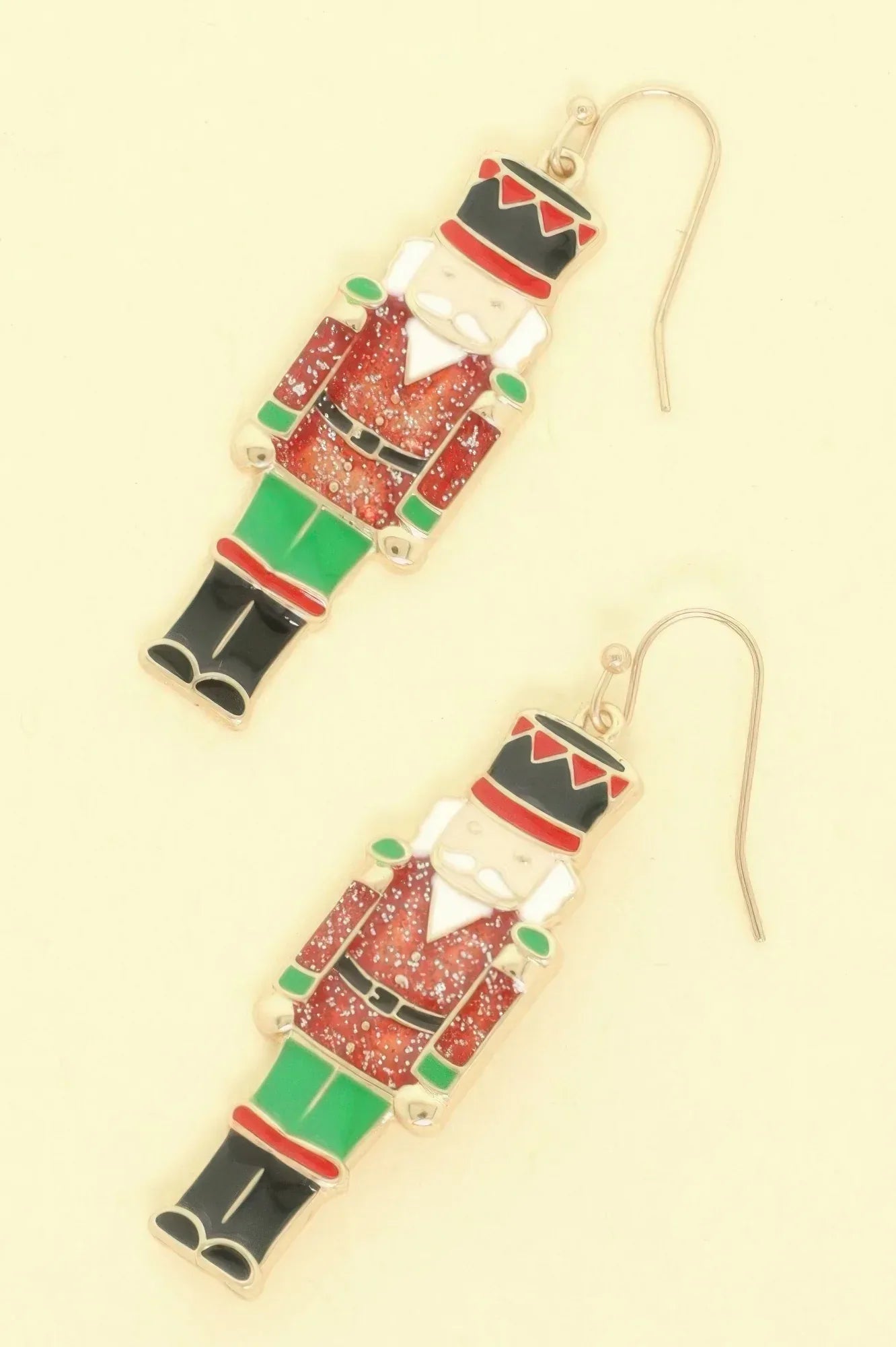 Christmas Nut Cracker Enamel Dangle Earrings | Mixtshop LLC Main image