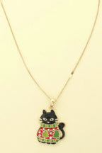 Christmas Cat In Ugly Sweater Pendant Necklace | Mixtshop LLC