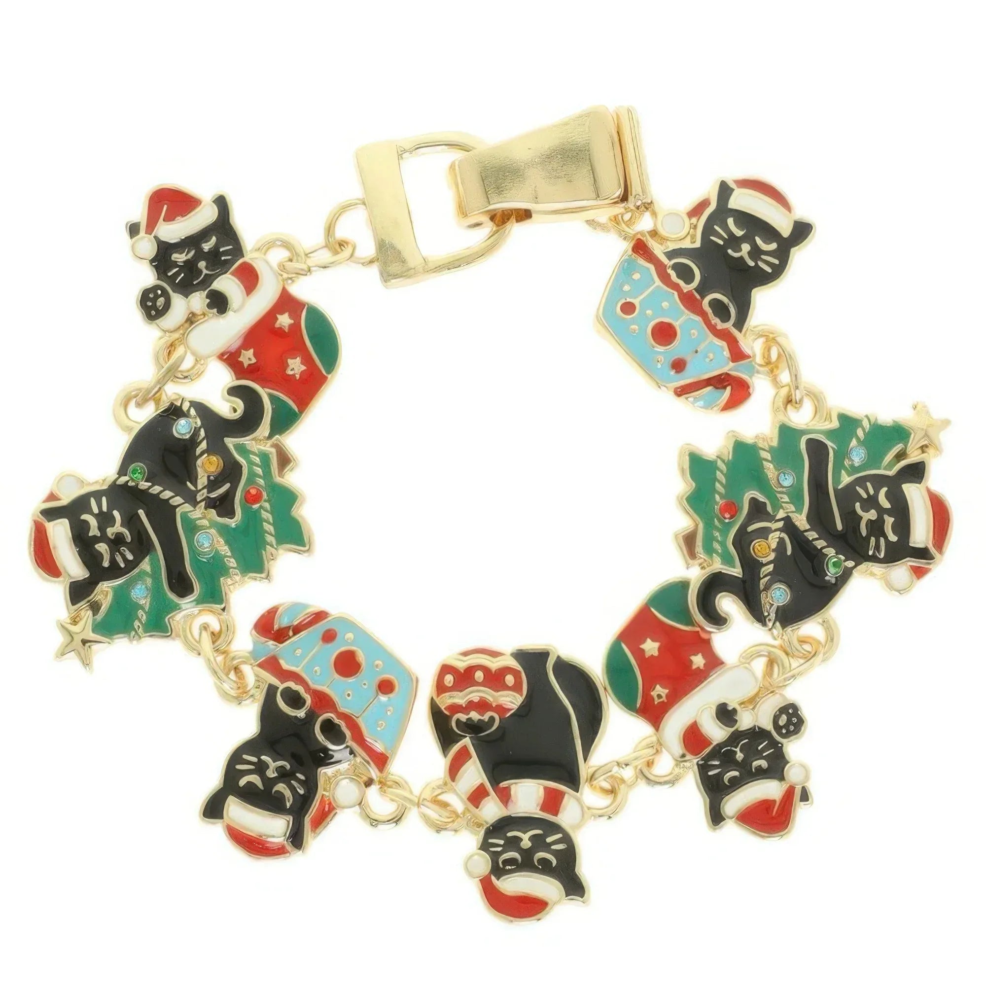 Christmas Themed Cat Charm Bracelet | Mixtshop LLC Main image
