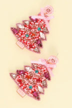 Christmas Tree Seed Beaded Post Earrings | Mixtshop LLC
