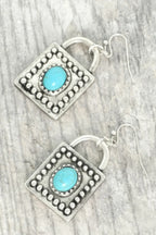 Western Turquoise Square Locket Earrings | Mixtshop LLC