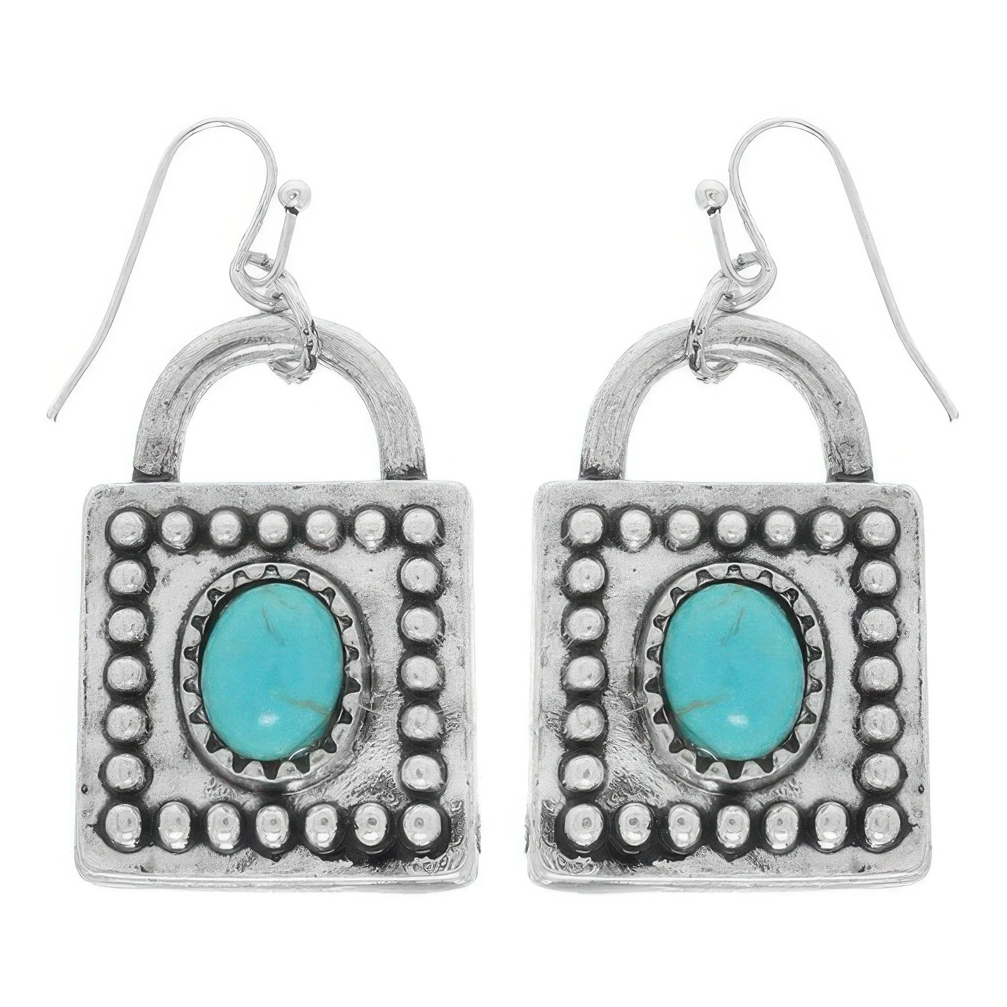Western Turquoise Square Locket Earrings Secondary image