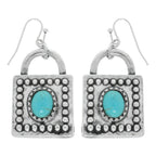 Western Turquoise Square Locket Earrings | Mixtshop LLC