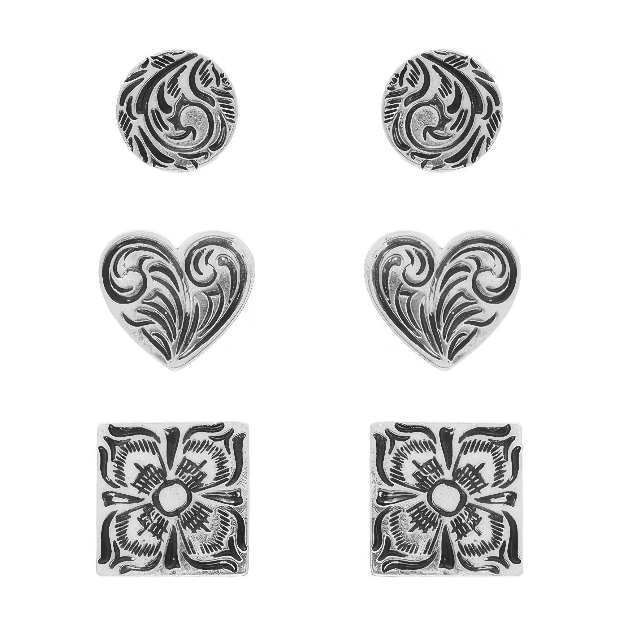 Western Filigree Etched Assorted Earring Set Secondary image