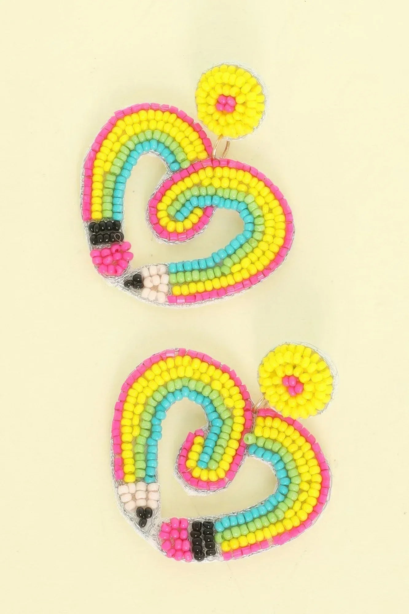 Heart Shaped Pencil Seed Beaded Earrings | Mixtshop LLC Main image