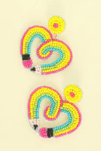 Heart Shaped Pencil Seed Beaded Earrings | Mixtshop LLC