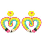Heart Shaped Pencil Seed Beaded Earrings | Mixtshop LLC
