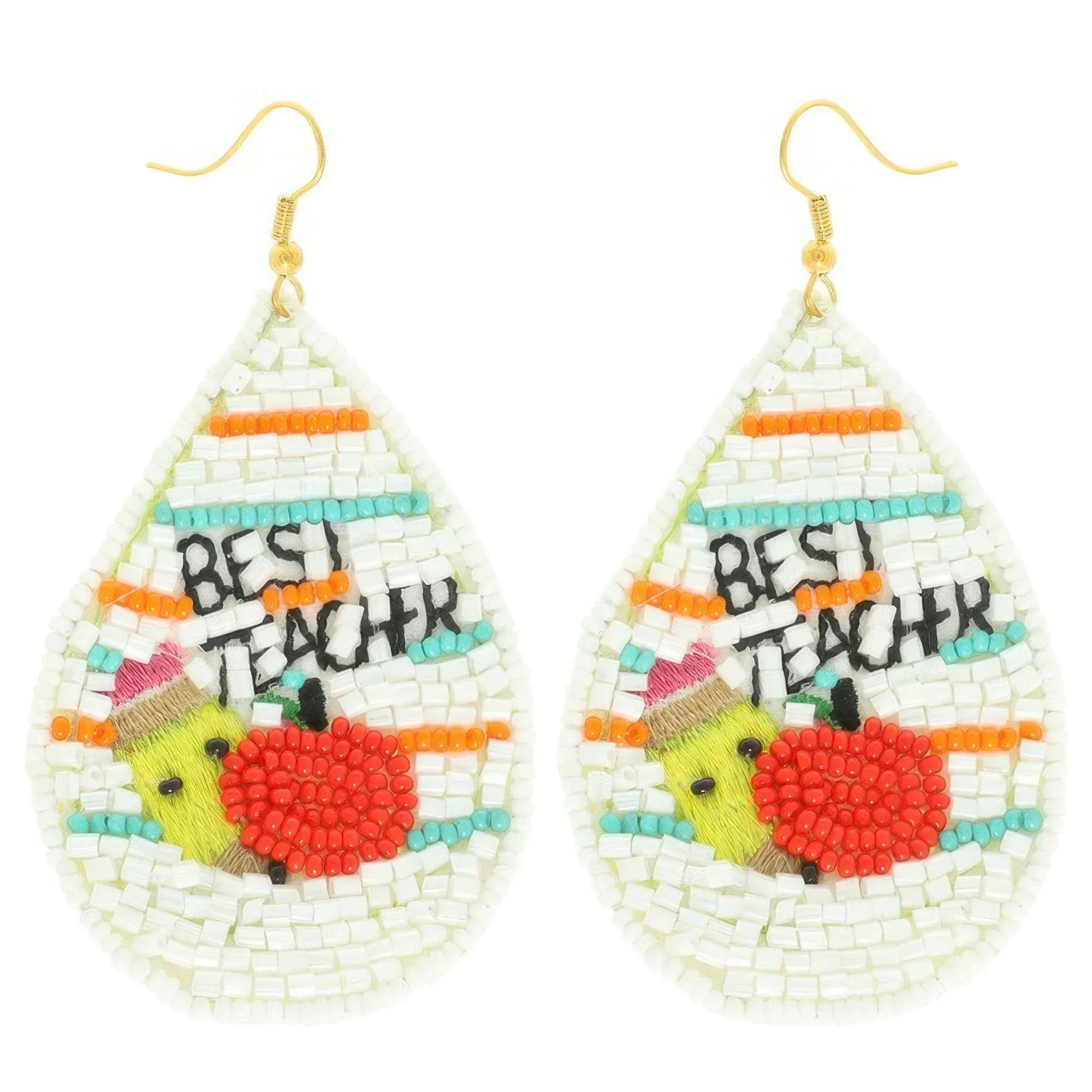 Best Teacher Teardrop Beaded Earrings | Mixtshop LLC