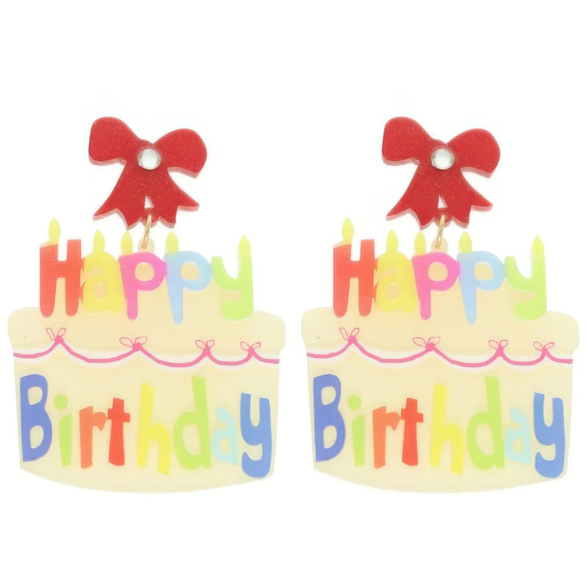 Happy Birthday Post Dangle Cake Earrings | Mixtshop LLC Main image