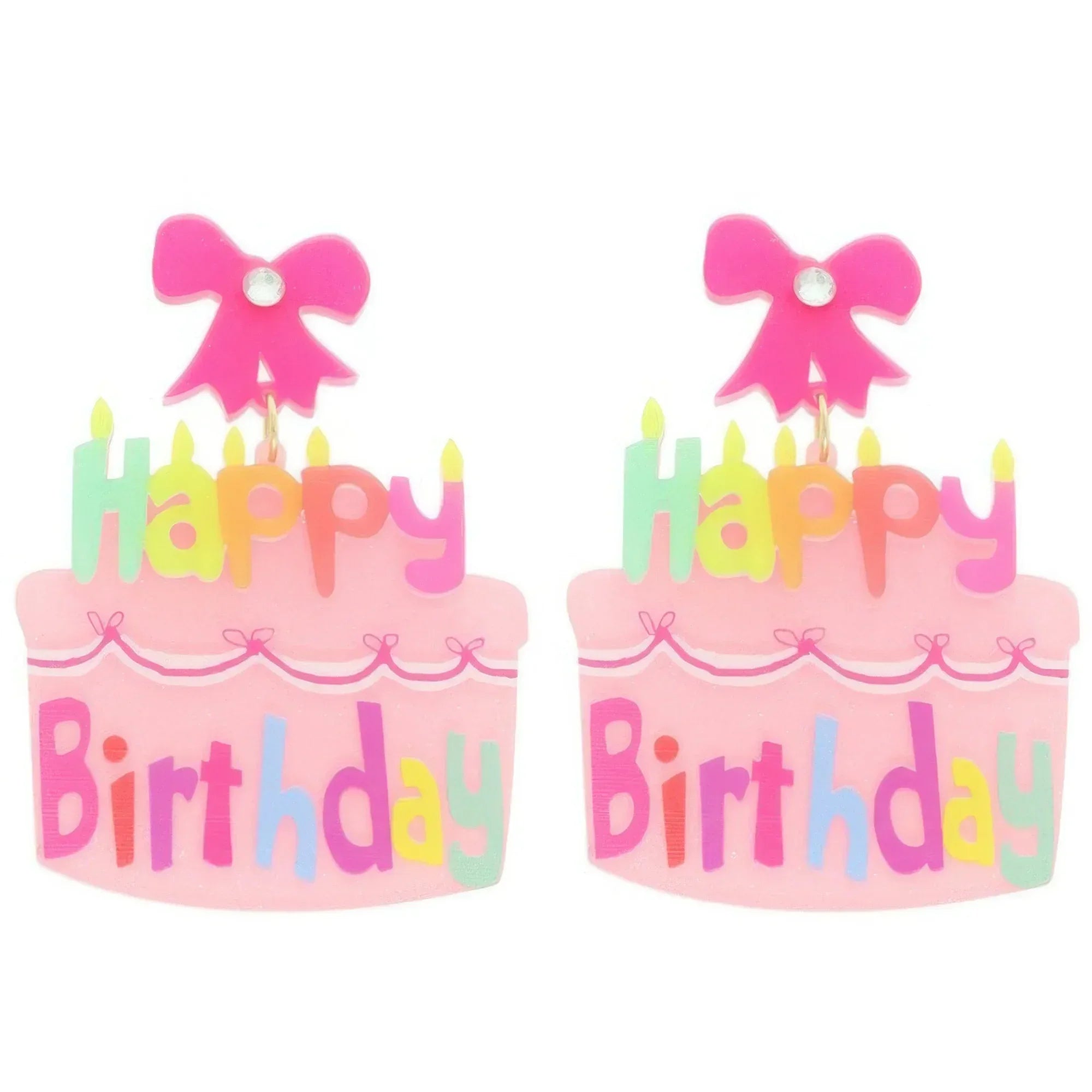 Happy Birthday Post Dangle Cake Earrings | Mixtshop LLC