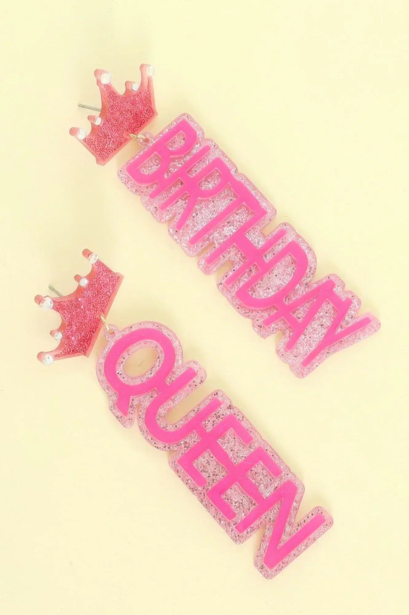 Birthday Queen Glittered Acrylic Earrings | Mixtshop LLC