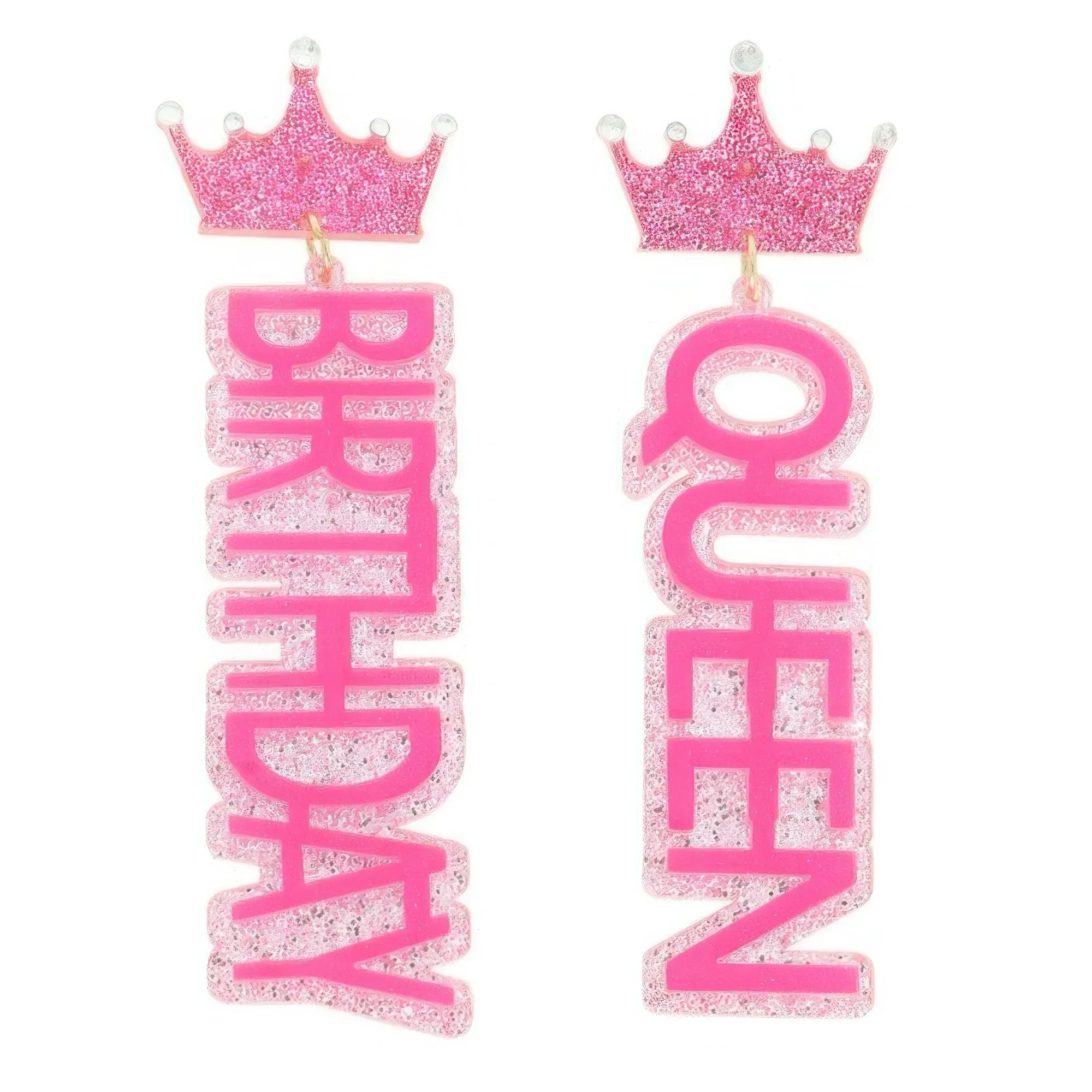 Birthday Queen Glittered Acrylic Earrings Secondary image
