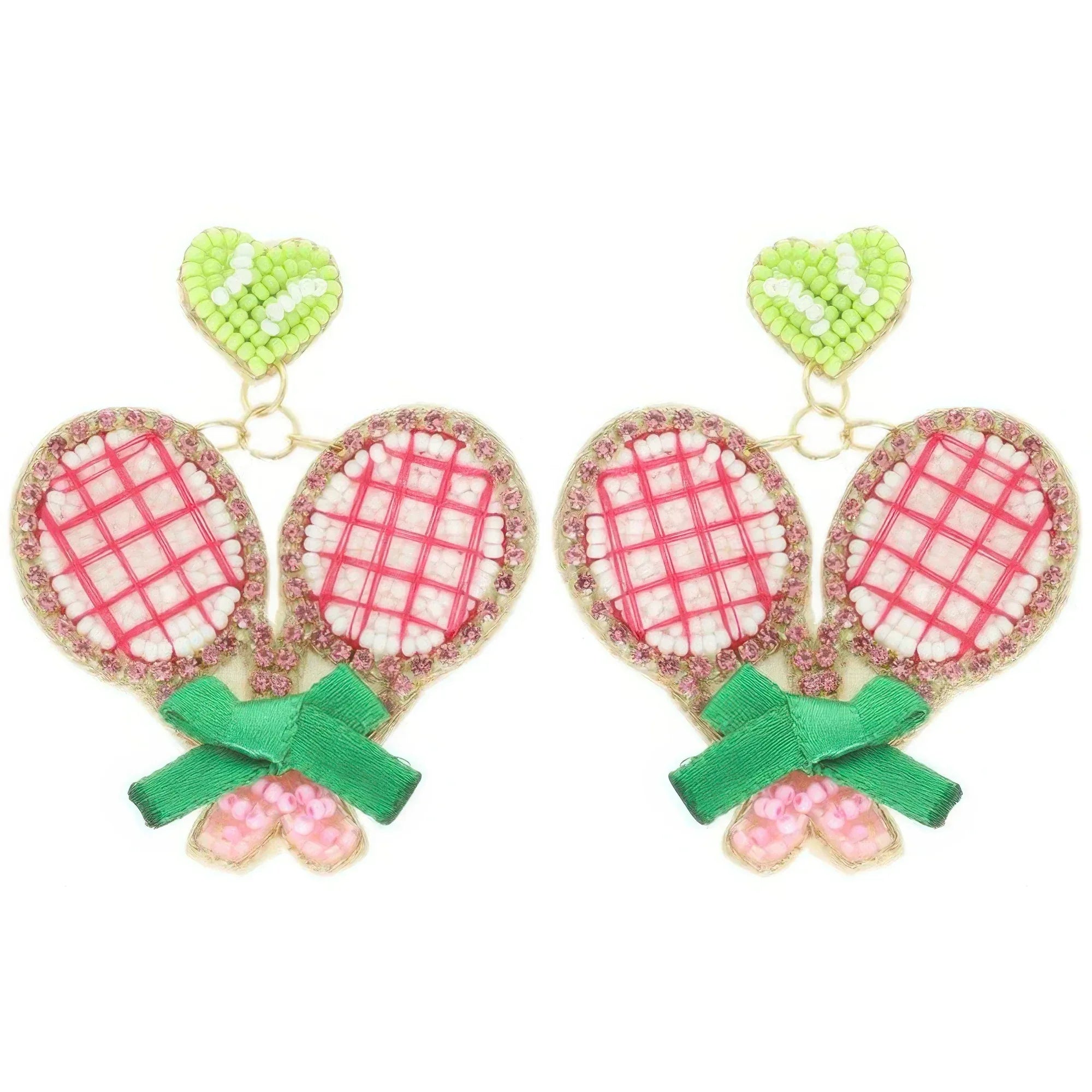 Tennis Set Theme Post Dangle Earrings Secondary image