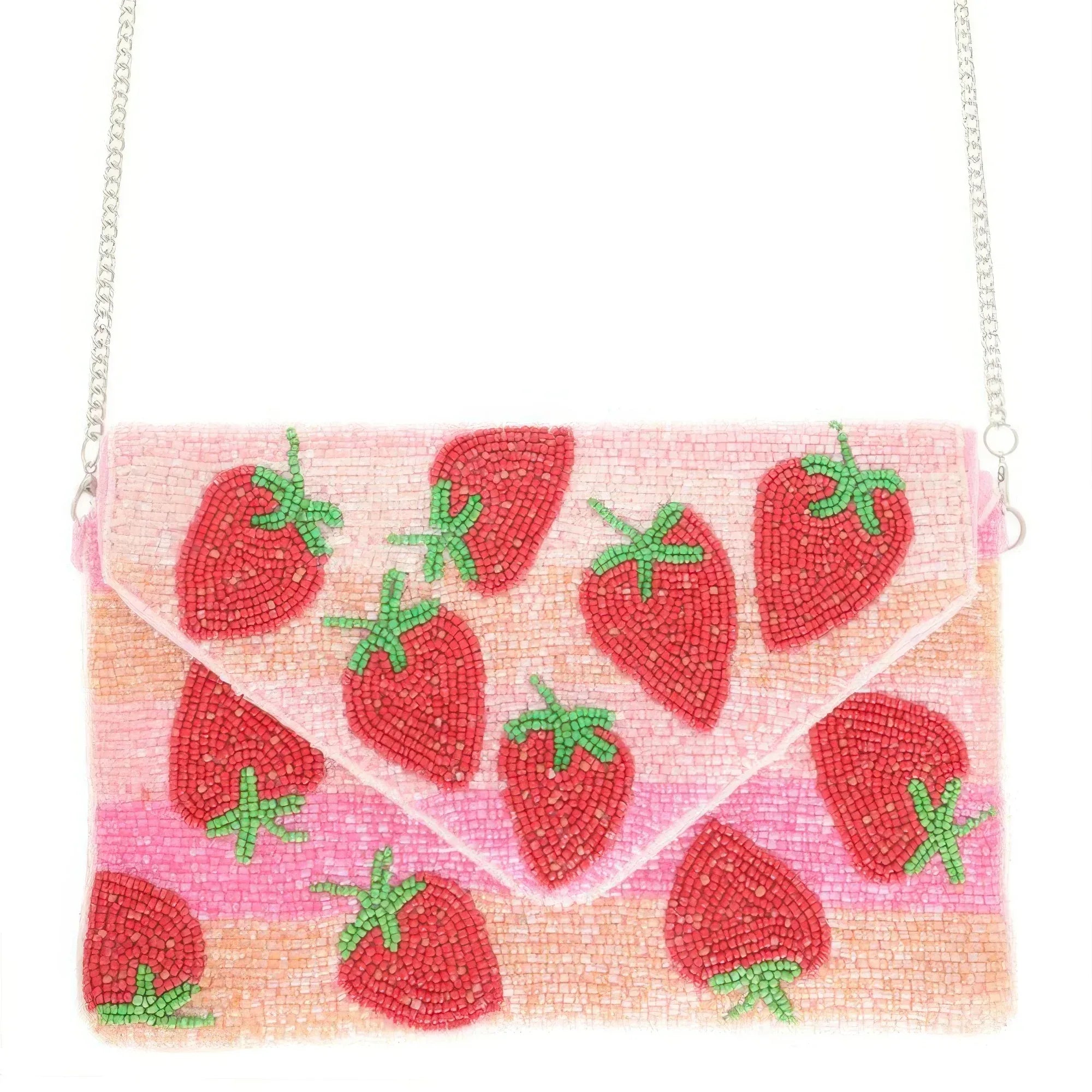Bead Embroidered Strawberry Clutch Bag | Mixtshop LLC Main image