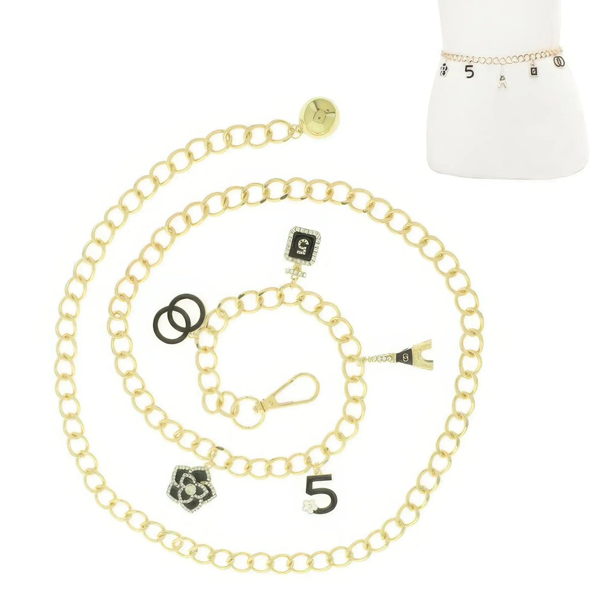 Fashionista Multi Charm Link Chain Belt | Mixtshop LLC Main image