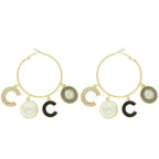 Fashionista Greek Key Jeweled Charm Hoop Earrings | Mixtshop LLC