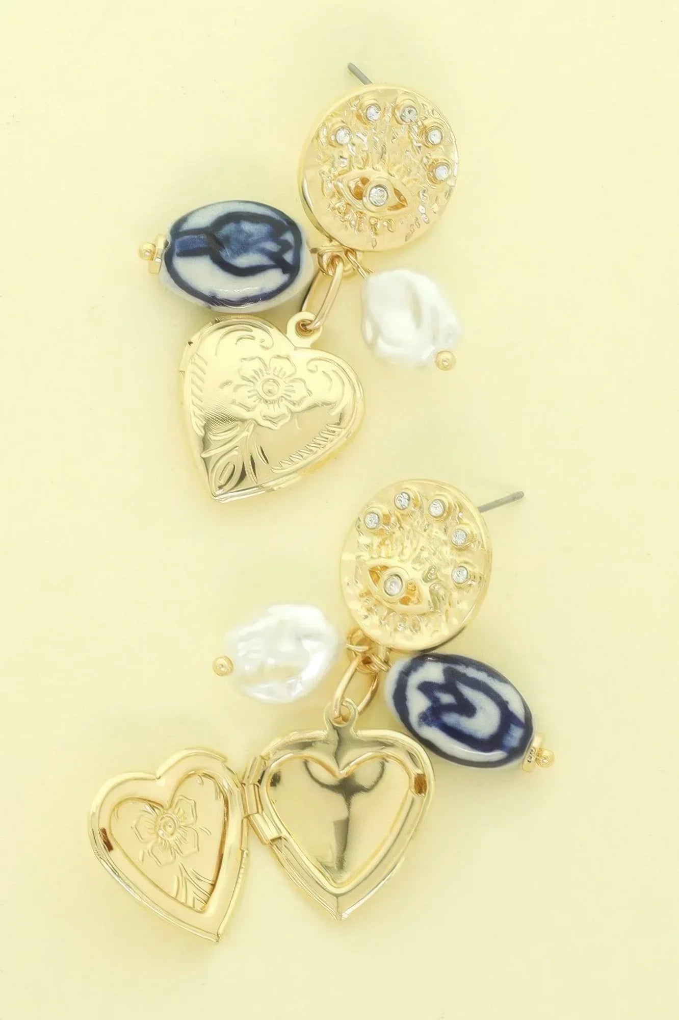 Evil Eye Heart Theme Charm Earrings | Mixtshop LLC