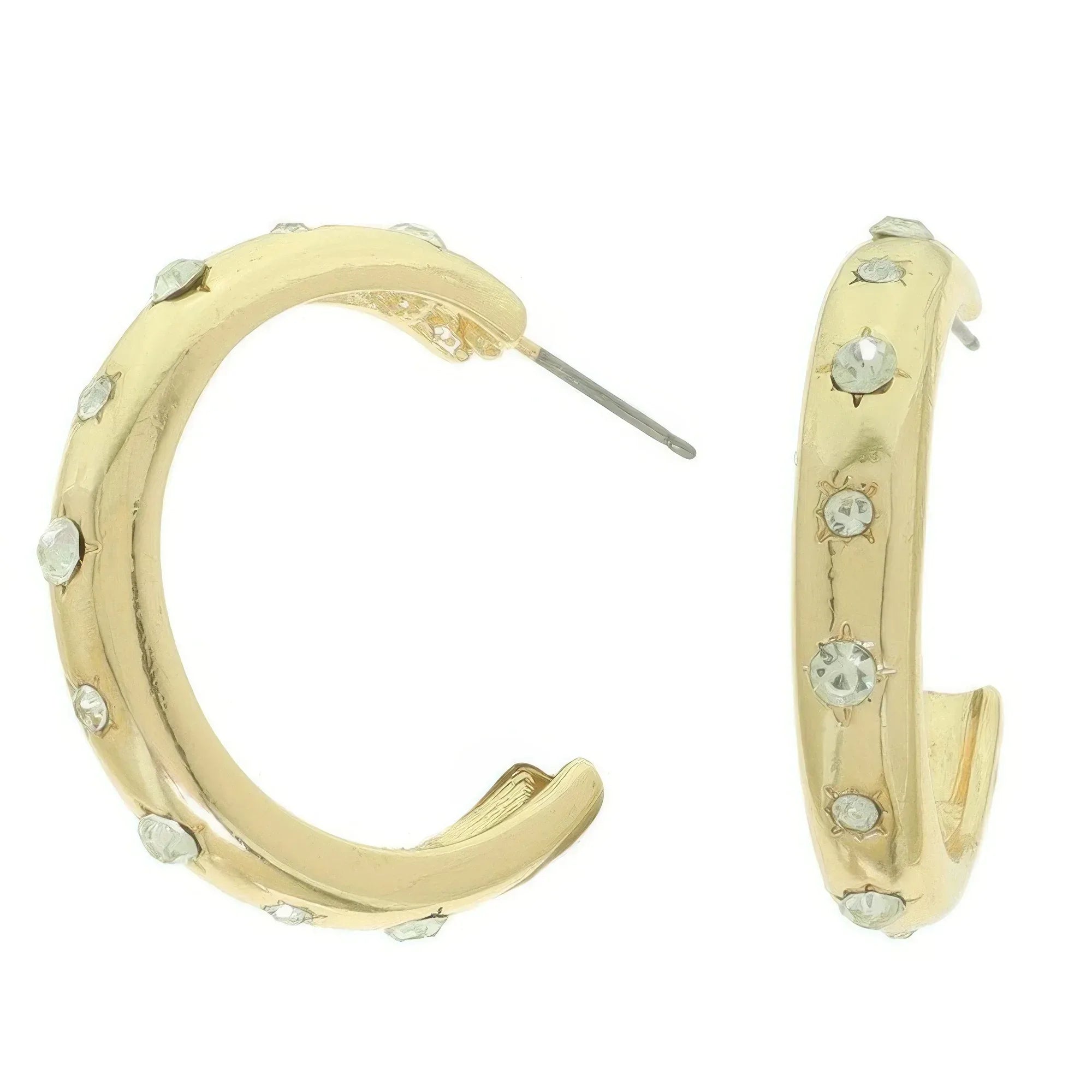Jeweled Crescent Shape Hoop Earrings | Mixtshop LLC