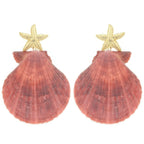 Starfish Scallop Shell Post Dangle Earrings | Mixtshop LLC