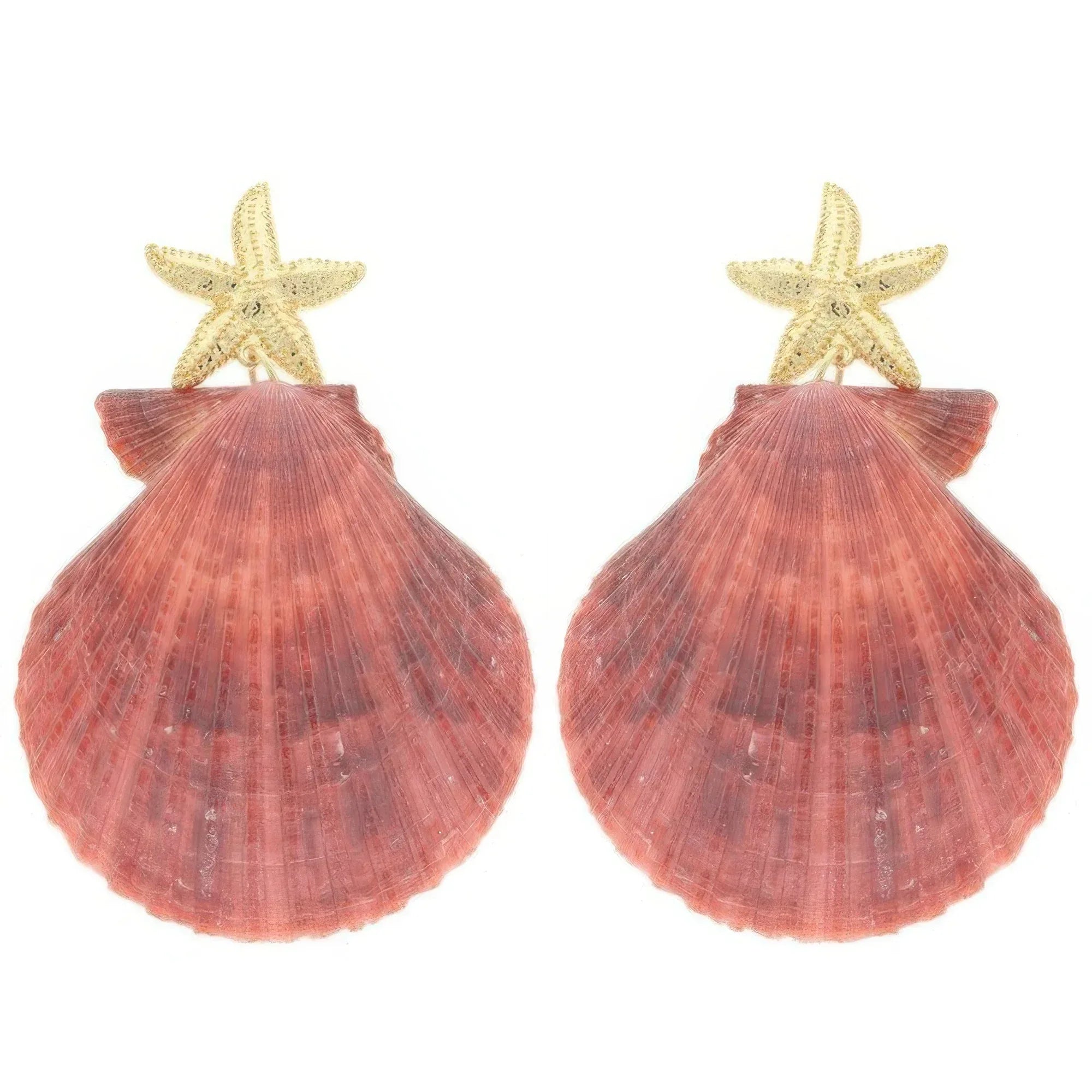 Starfish Scallop Shell Post Dangle Earrings | Mixtshop LLC