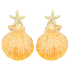 Starfish Scallop Shell Post Dangle Earrings | Mixtshop LLC