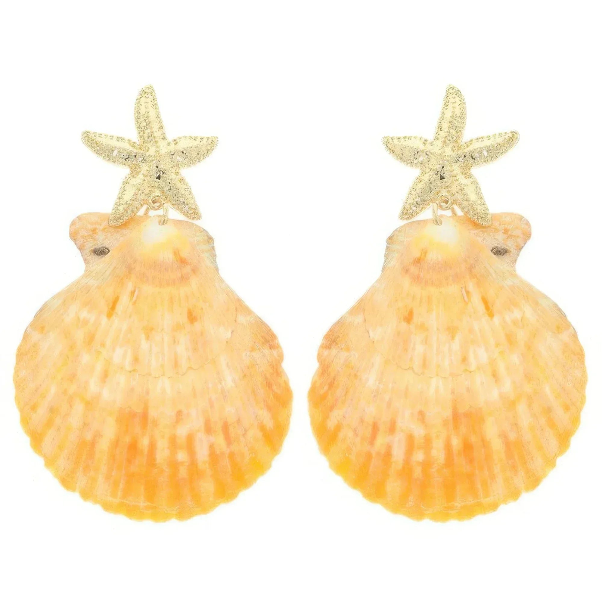 Starfish Scallop Shell Post Dangle Earrings | Mixtshop LLC
