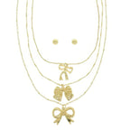Multi-strand Bow Themed Chain Necklace Set | Mixtshop LLC
