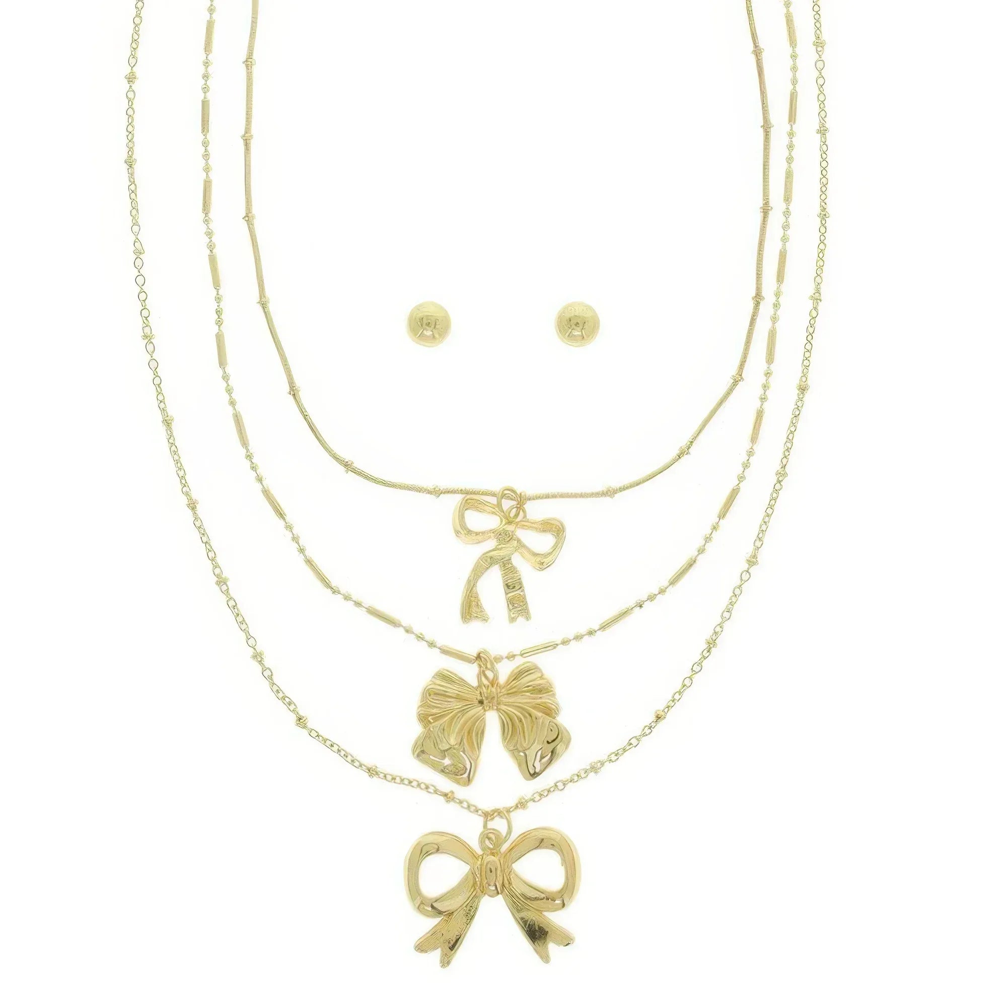Multi-strand Bow Themed Chain Necklace Set | Mixtshop LLC