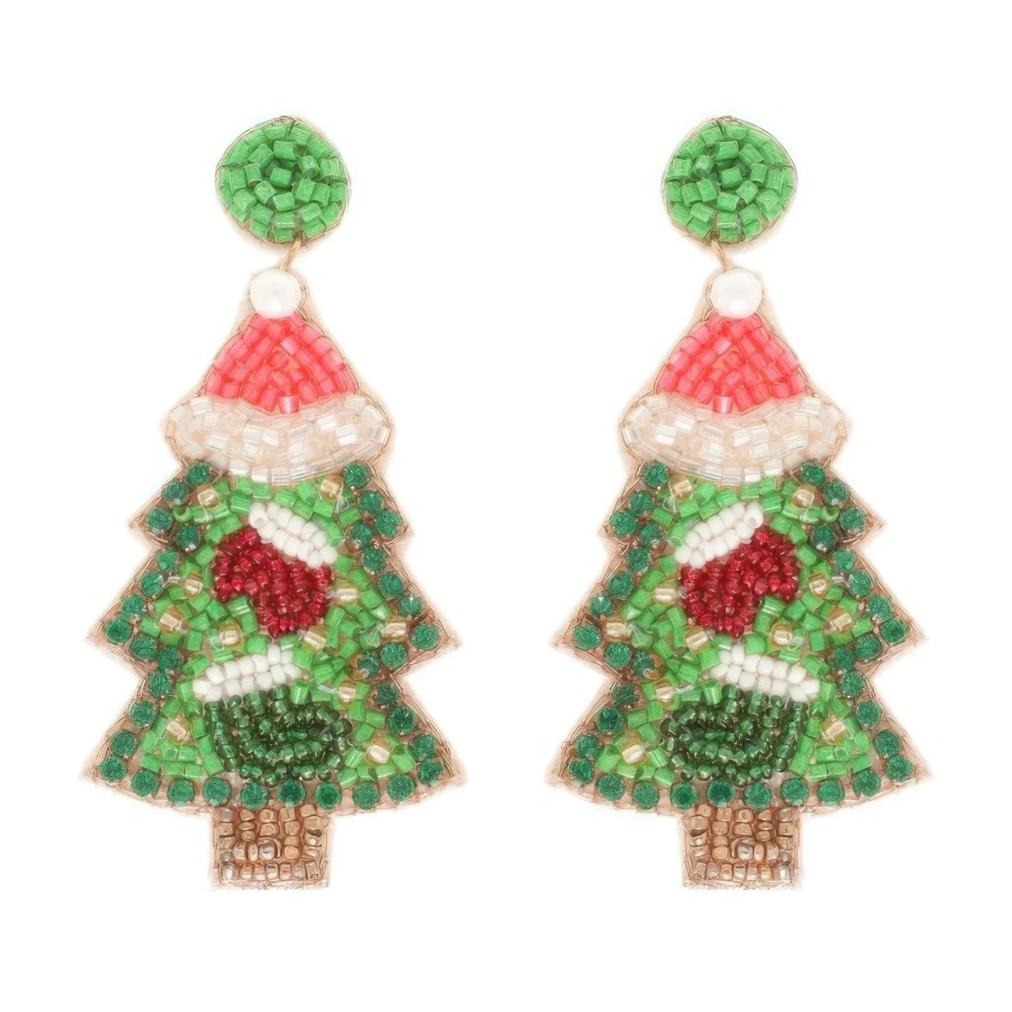 Christmas Tree Seed Beaded Post Earrings | Mixtshop LLC Main image
