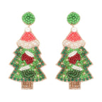 Christmas Tree Seed Beaded Post Earrings | Mixtshop LLC