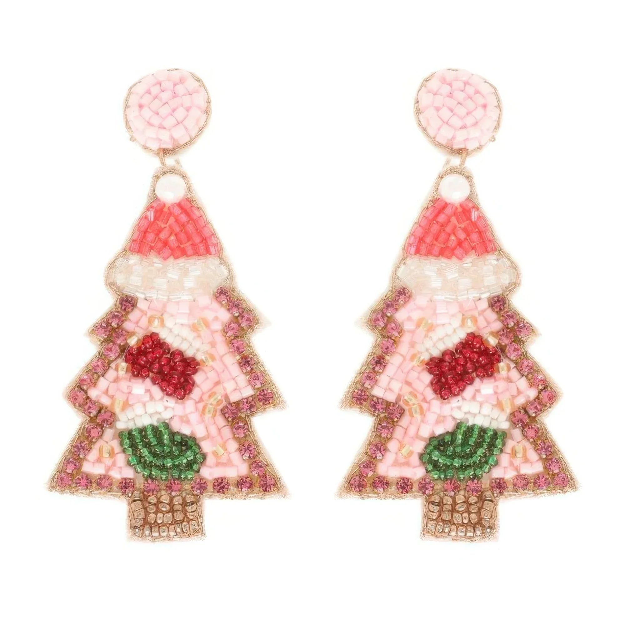 Christmas Tree Seed Beaded Post Earrings | Mixtshop LLC