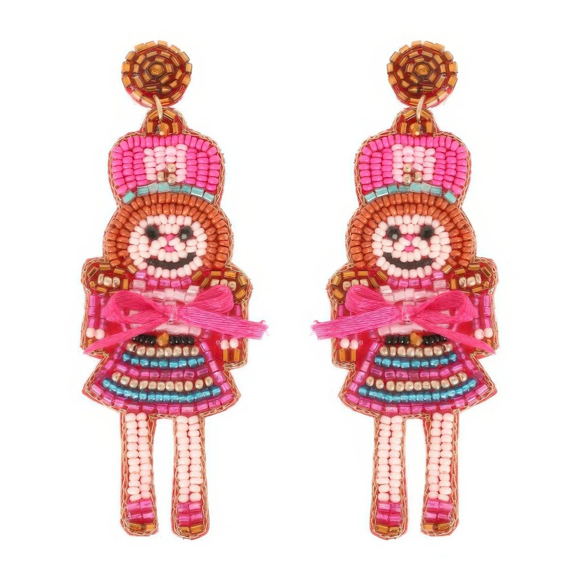 Christmas Nutcracker Dame Beaded Post Earrings | Mixtshop LLC Main image
