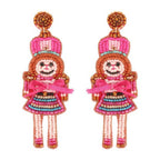 Christmas Nutcracker Dame Beaded Post Earrings | Mixtshop LLC
