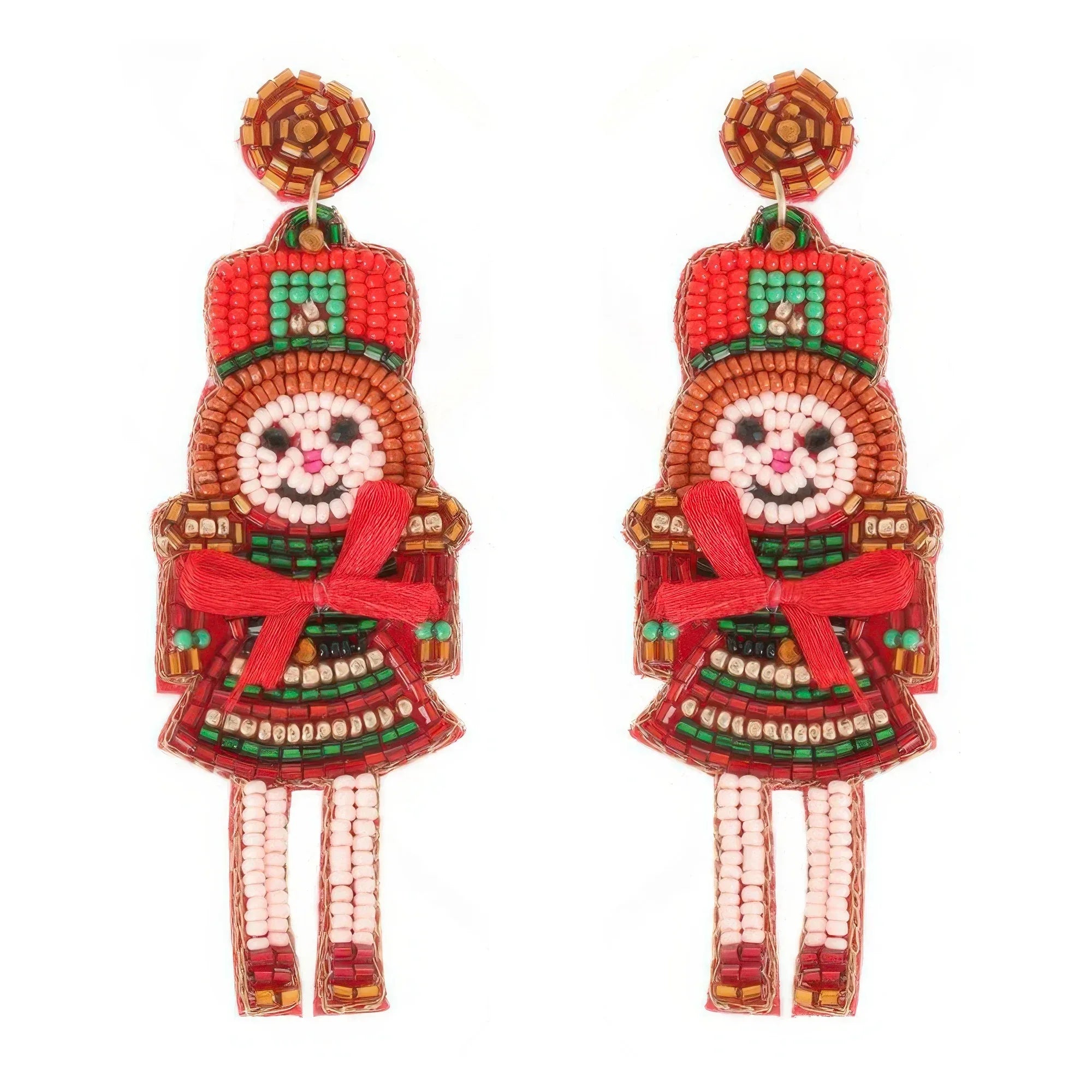 Christmas Nutcracker Dame Beaded Post Earrings | Mixtshop LLC
