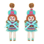 Christmas Nutcracker Dame Beaded Post Earrings | Mixtshop LLC