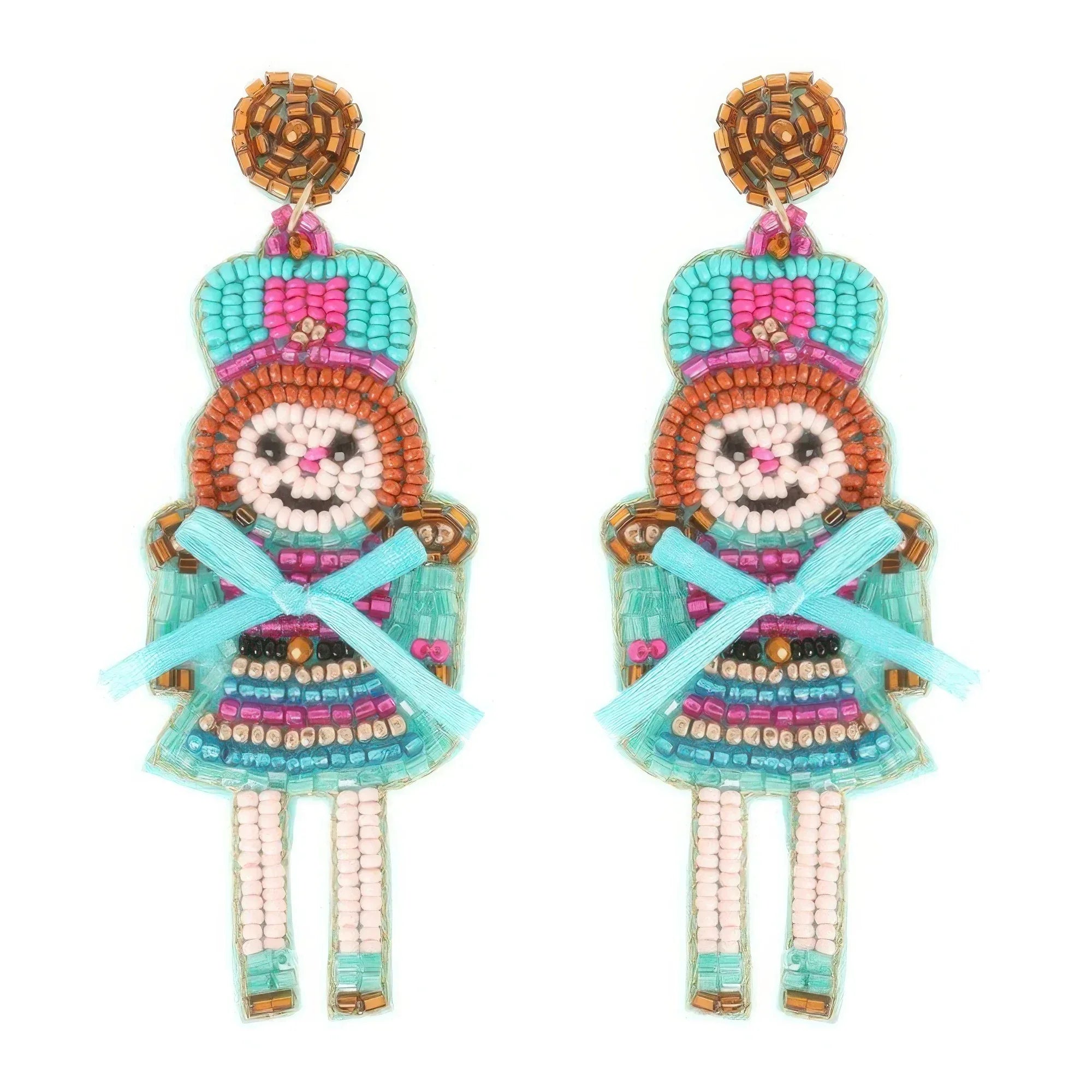 Christmas Nutcracker Dame Beaded Post Earrings | Mixtshop LLC