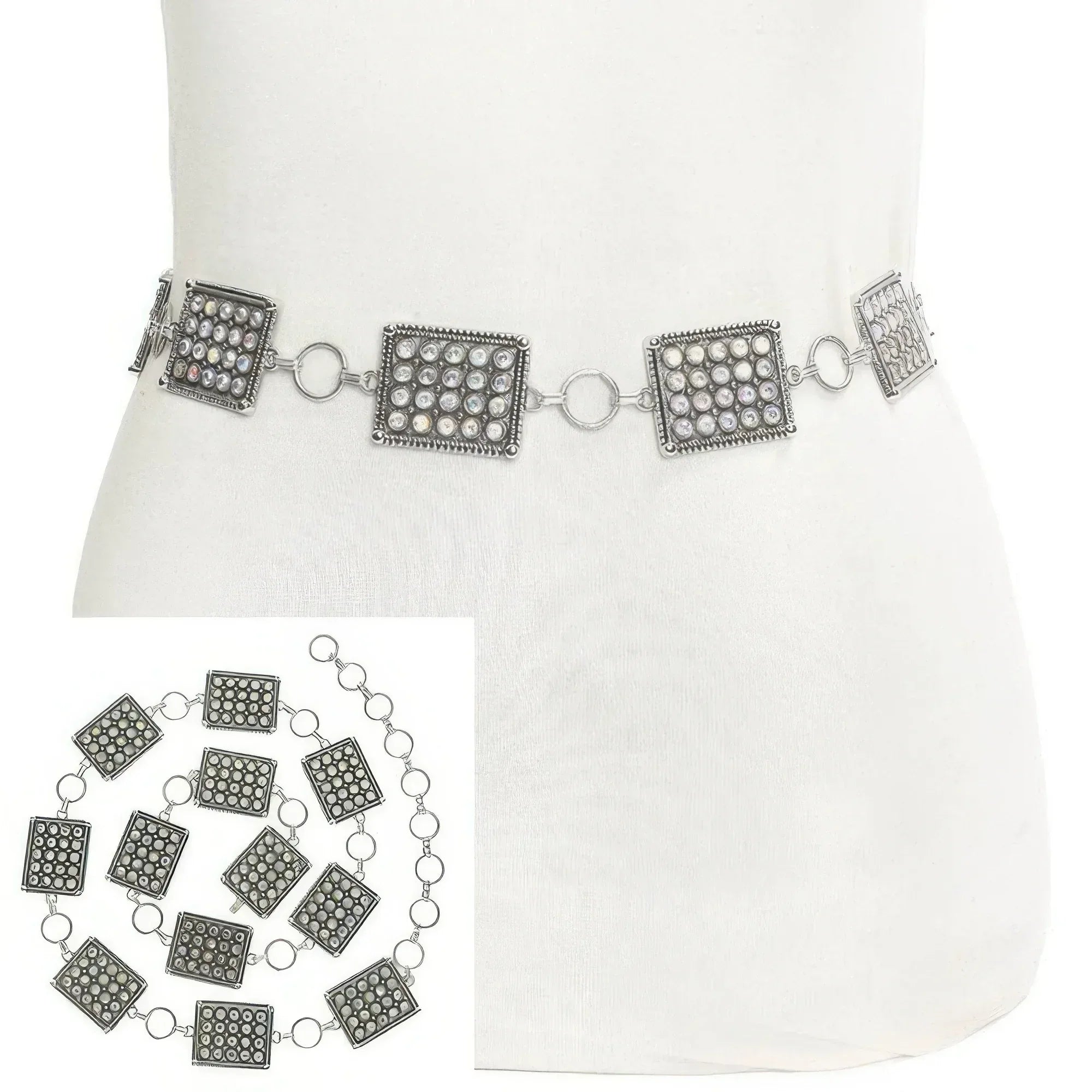 Western Jeweled Square Concho Chain Link Belt | Mixtshop LLC