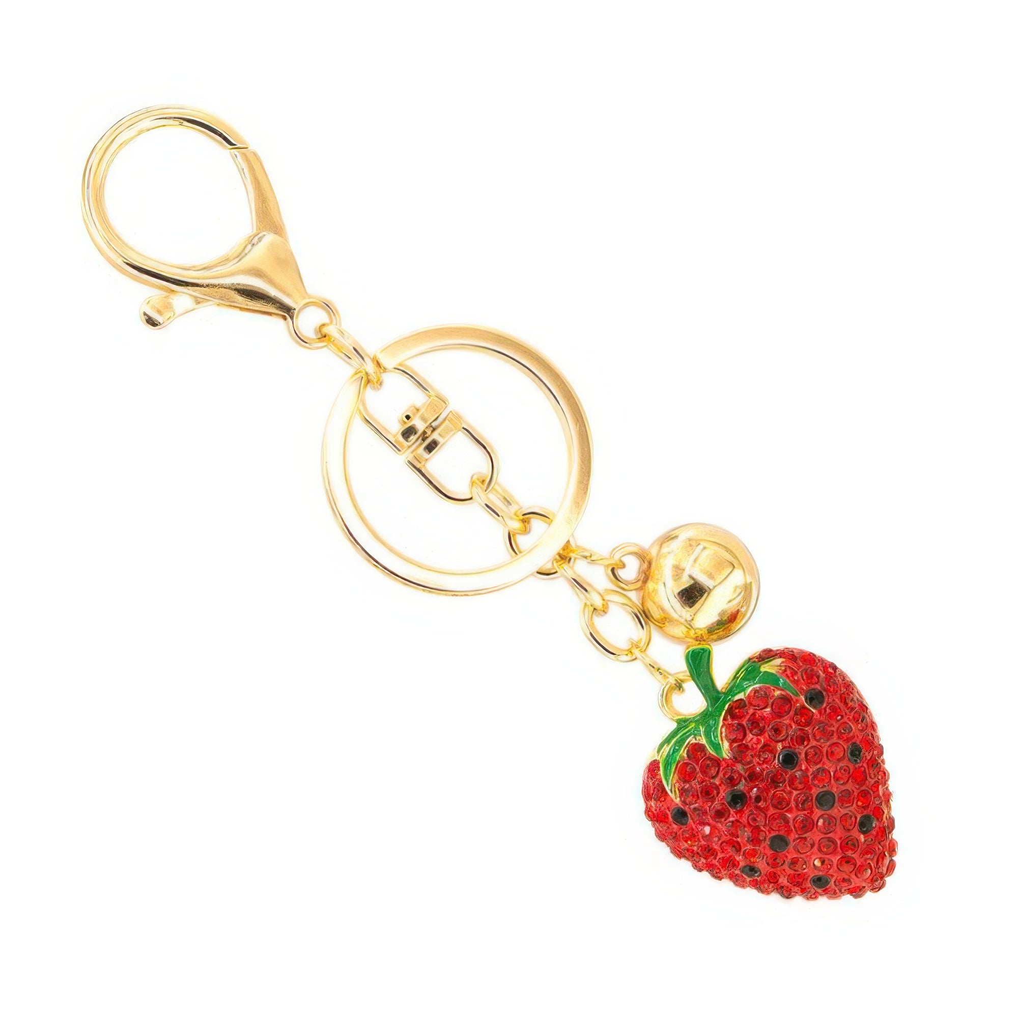 Red Strawberry Jeweled Keychain Secondary image