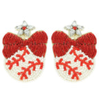 Gameday Ribboned Baseball Post Dangle Earrings | Mixtshop LLC