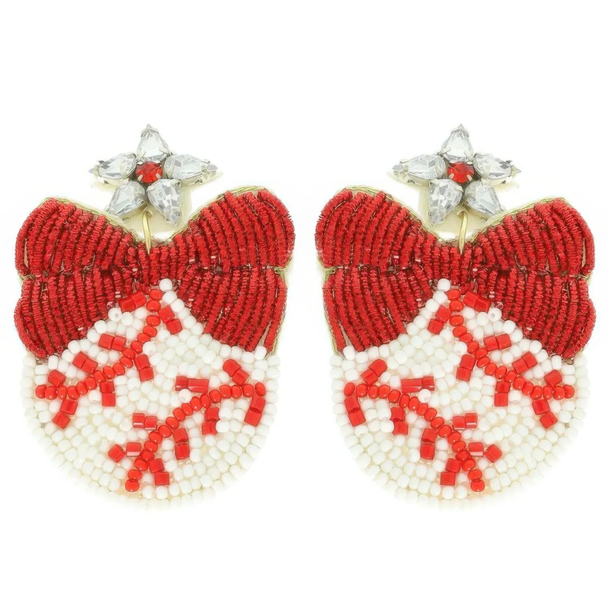 Gameday Ribboned Baseball Post Dangle Earrings | Mixtshop LLC