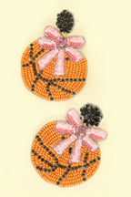 Gameday Jeweled Ribboned Basketball Earrings | Mixtshop LLC