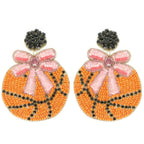 Gameday Jeweled Ribboned Basketball Earrings | Mixtshop LLC