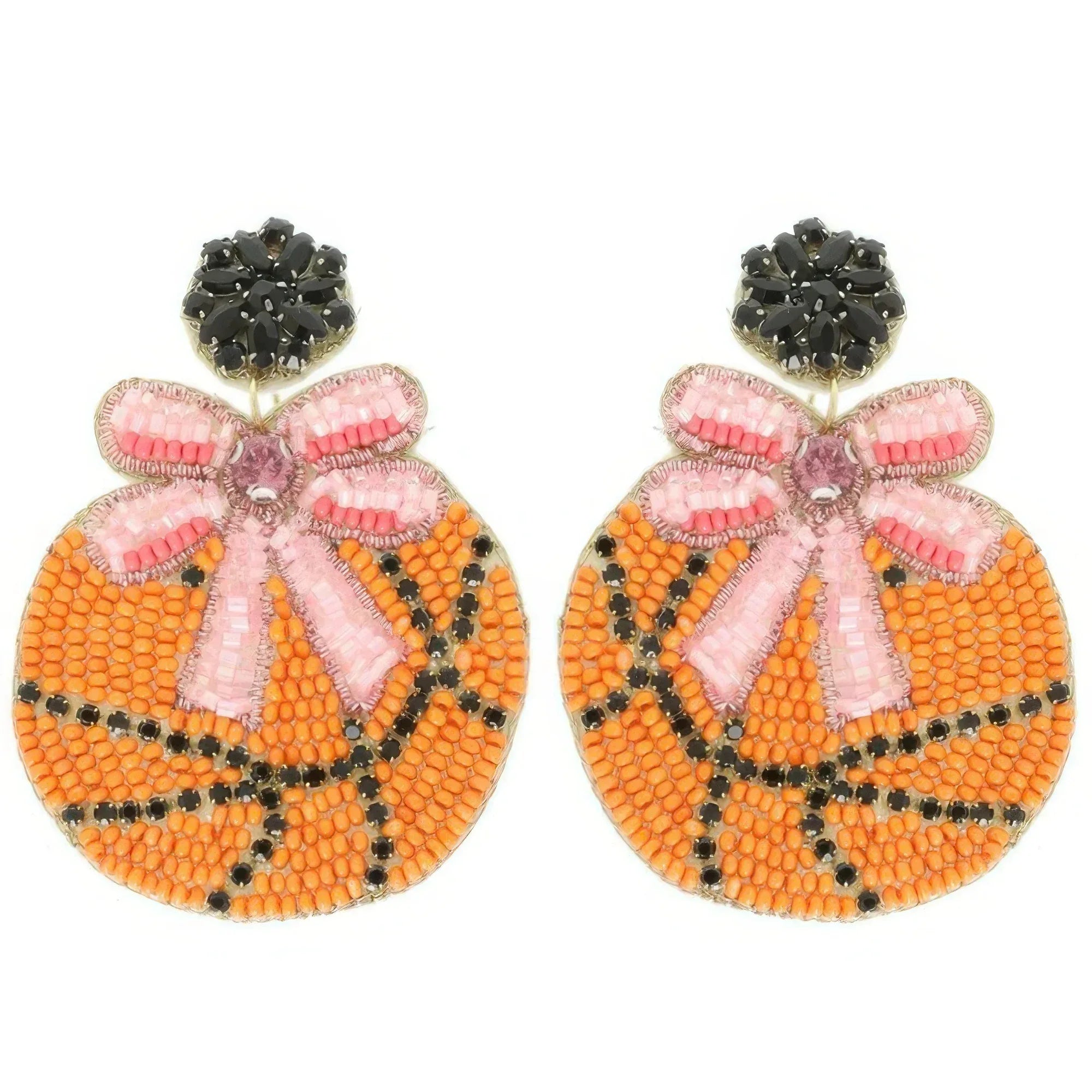 Gameday Jeweled Ribboned Basketball Earrings | Mixtshop LLC